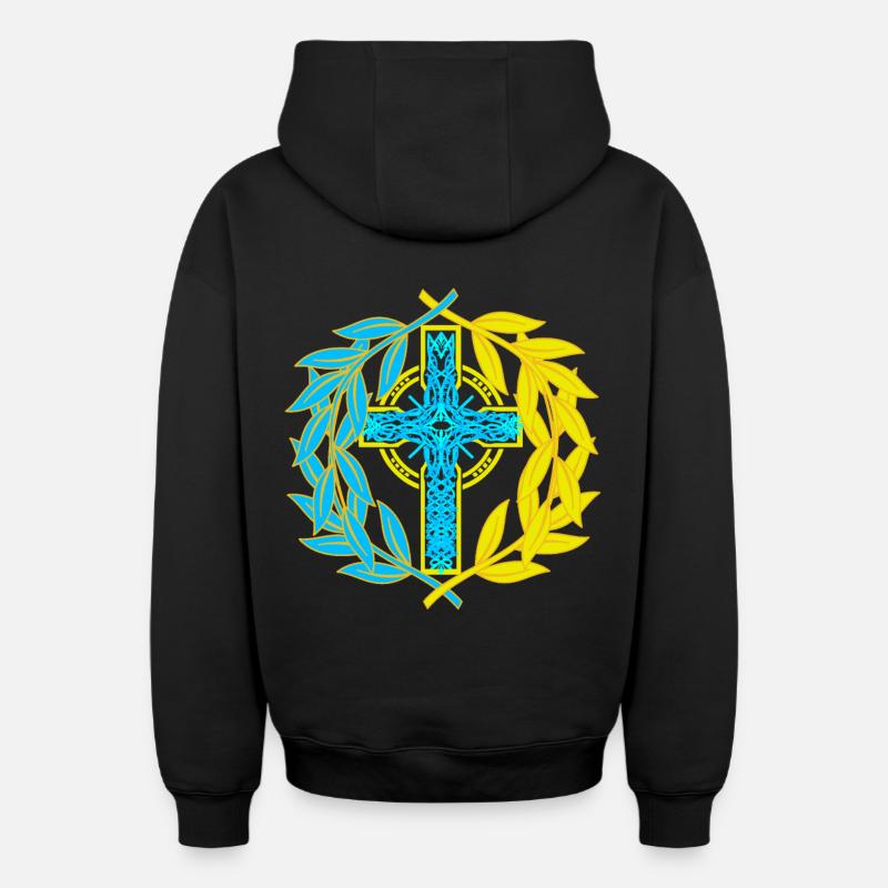 Croix Croix Crucifix - Sweat à capuche unisexe zippé oversize épais SPREAD - noir