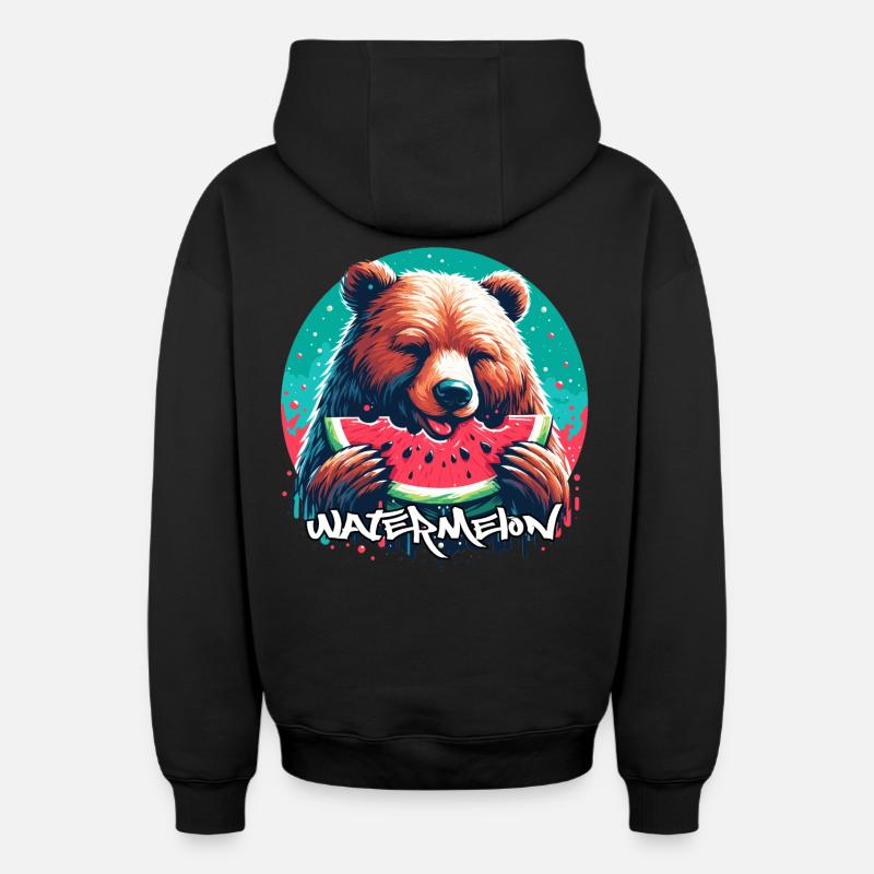 Pastèque ours cadeau délicieux - Sweat à capuche unisexe zippé oversize épais SPREAD - noir