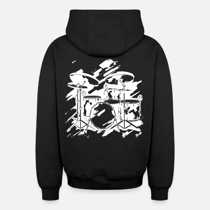 Percussion - Sweat à capuche unisexe zippé oversize épais SPREAD - noir