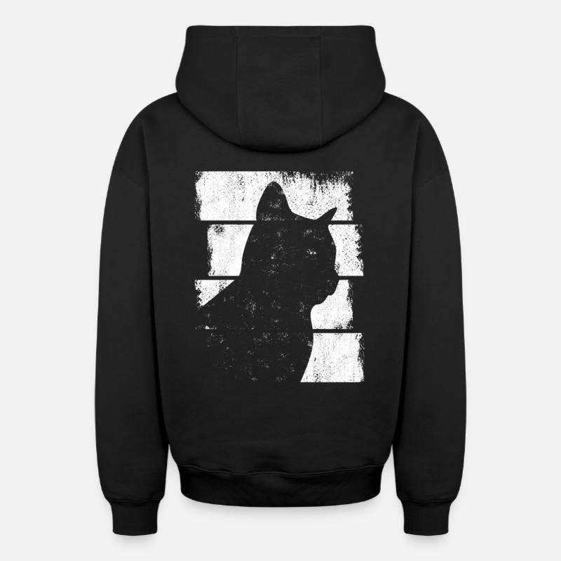 Chat - Sweat à capuche unisexe zippé oversize épais SPREAD - noir
