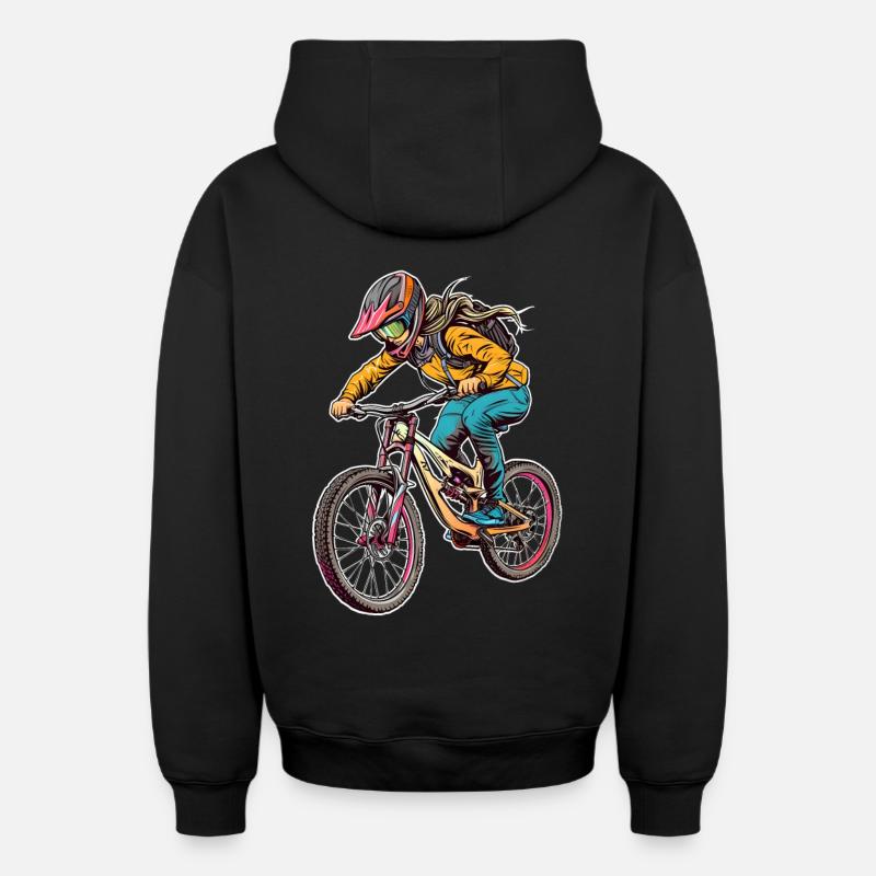 Fille de bicyclette - Sweat à capuche unisexe zippé oversize épais SPREAD - noir
