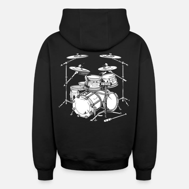 Graphismes de batterie - Sweat à capuche unisexe zippé oversize épais SPREAD - noir