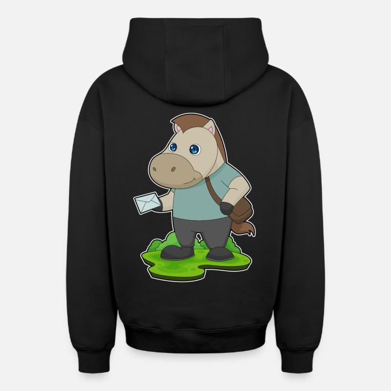 Lettre de cheval - Sweat à capuche unisexe zippé oversize épais SPREAD - noir