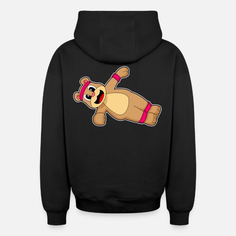 Entraînement abdominal Bear Culturisme - Sweat à capuche unisexe zippé oversize épais SPREAD - noir