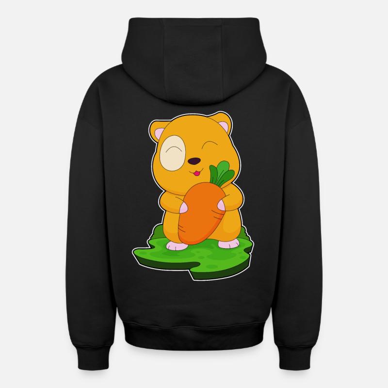 Hamster Carotte - Sweat à capuche unisexe zippé oversize épais SPREAD - noir