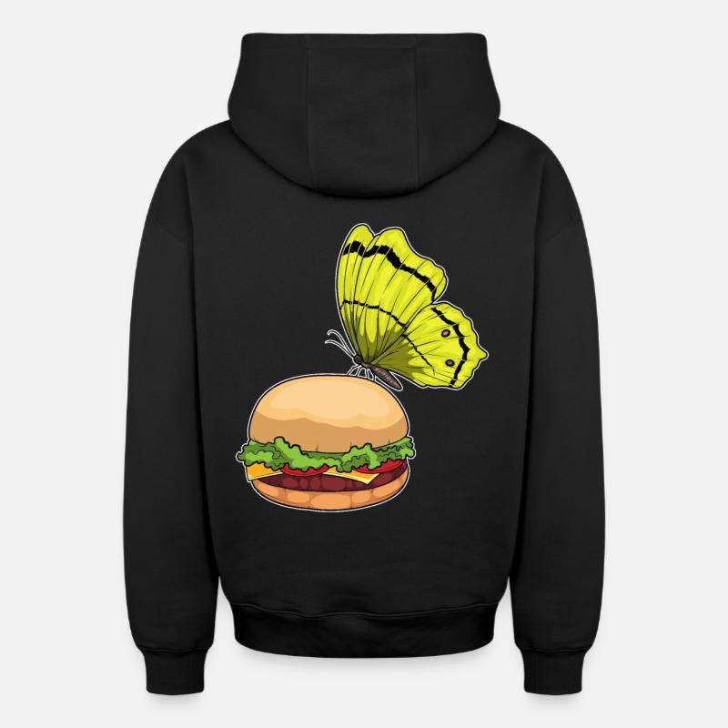 Burger papillon - Sweat à capuche unisexe zippé oversize épais SPREAD - noir