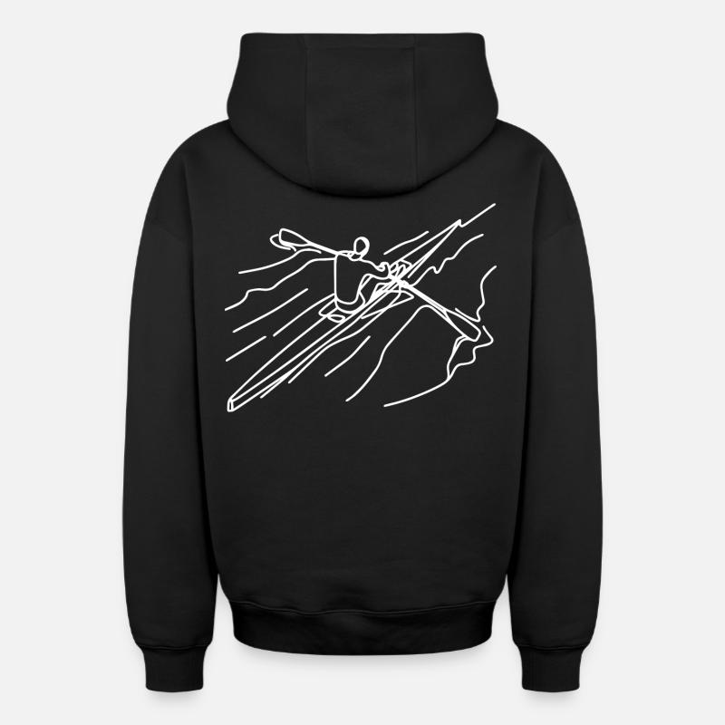 Rameur - Sweat à capuche unisexe zippé oversize épais SPREAD - noir