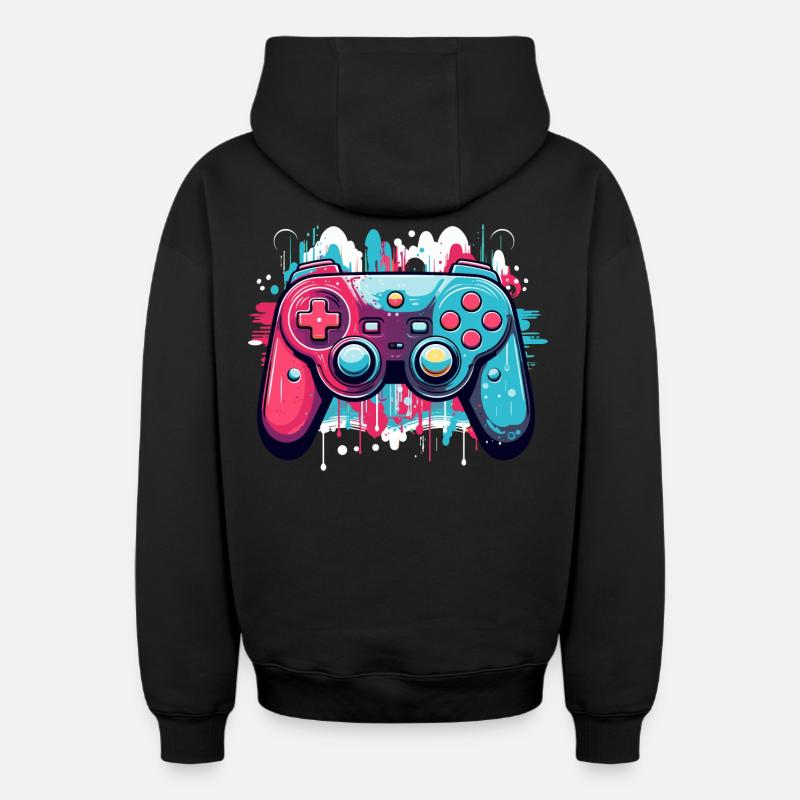 Manettes de jeu - Sweat à capuche unisexe zippé oversize épais SPREAD - noir