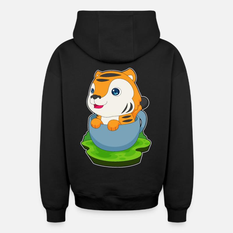 Mug Tigre - Sweat à capuche unisexe zippé oversize épais SPREAD - noir