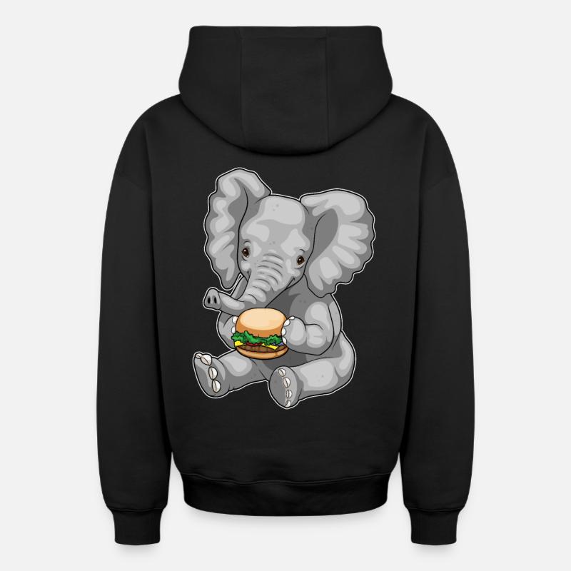 Cheeseburger éléphant - Sweat à capuche unisexe zippé oversize épais SPREAD - noir