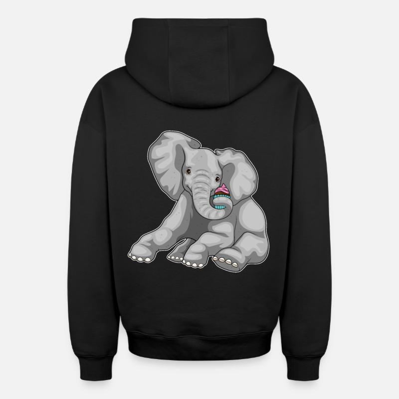 Cupcake éléphant - Sweat à capuche unisexe zippé oversize épais SPREAD - noir