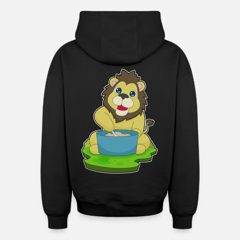 Cuillère de marmite Lion - Sweat à capuche unisexe zippé oversize épais SPREAD - noir