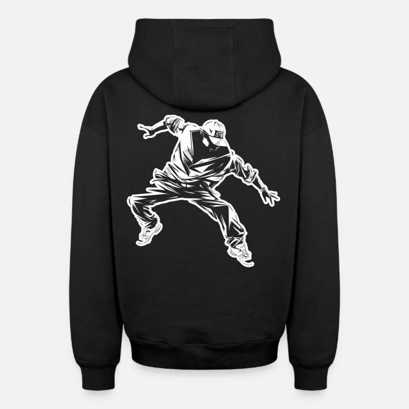 Dessin de breakdance - Sweat à capuche unisexe zippé oversize épais SPREAD - noir