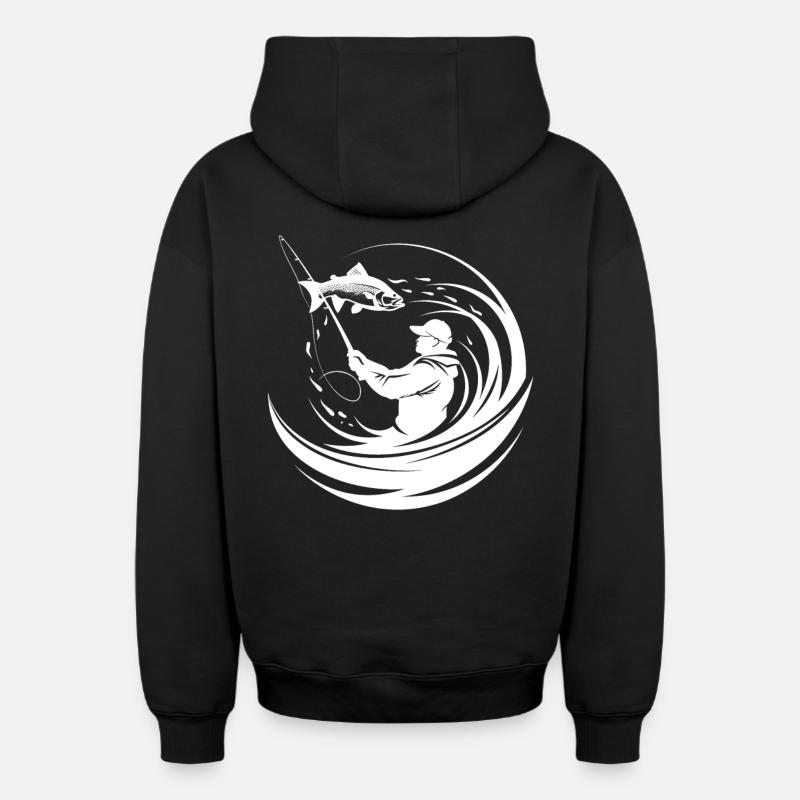 Pêche - Sweat à capuche unisexe zippé oversize épais SPREAD - noir