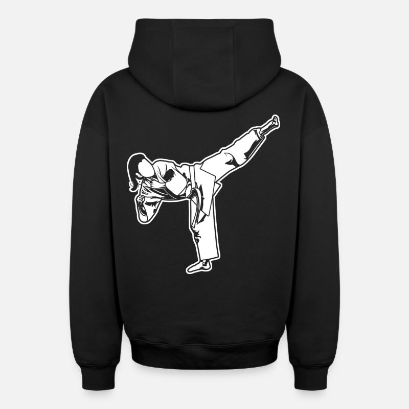 Karatéka féminine - Sweat à capuche unisexe zippé oversize épais SPREAD - noir