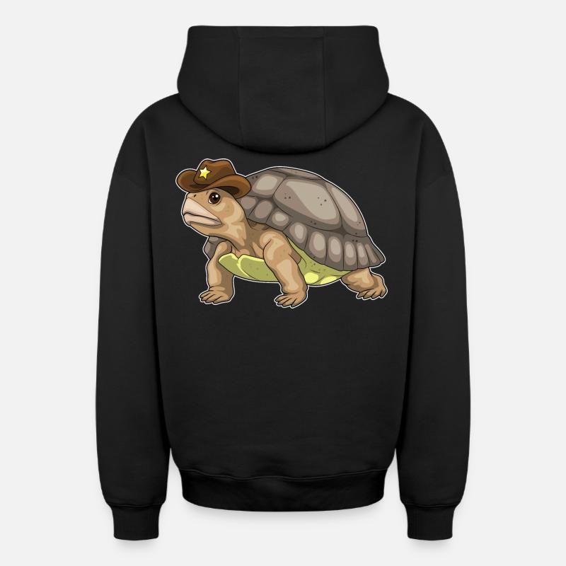 Turtle Sheriff Sheriff's Hat - Oversized Heavyweight Unisex Zip Hoodie - black