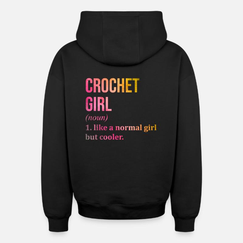 crochet - Sweat à capuche unisexe zippé oversize épais SPREAD - noir