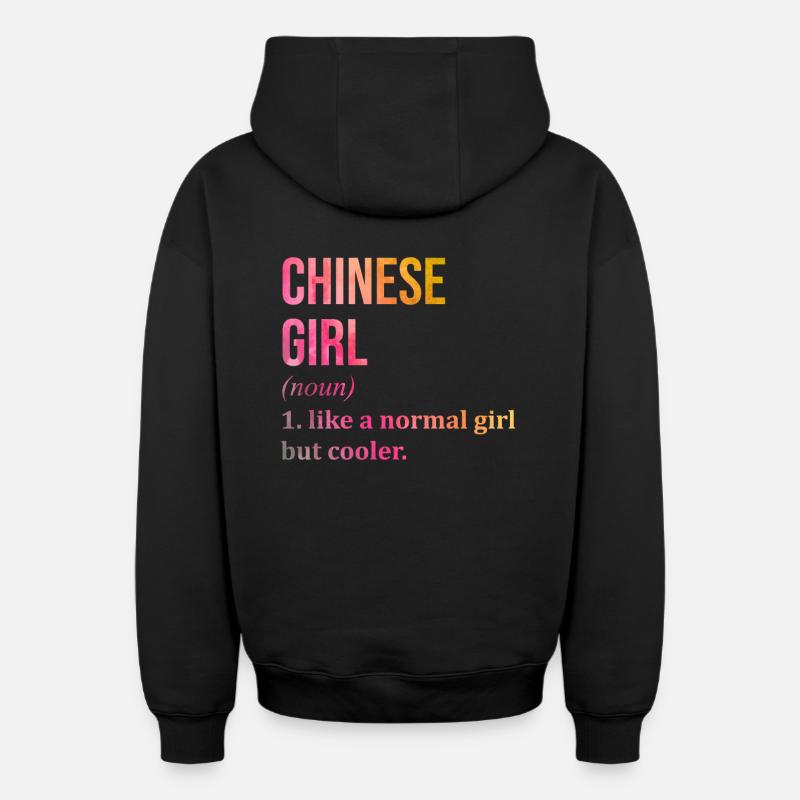 Chine - Sweat à capuche unisexe zippé oversize épais SPREAD - noir