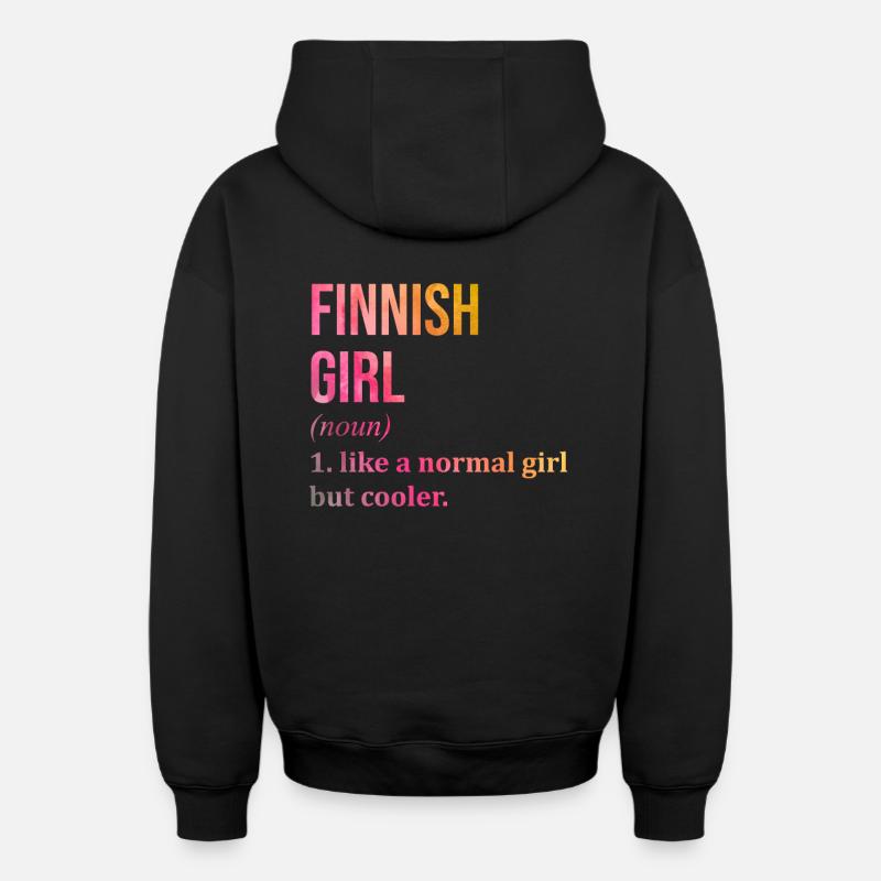 Finlande - Sweat à capuche unisexe zippé oversize épais SPREAD - noir