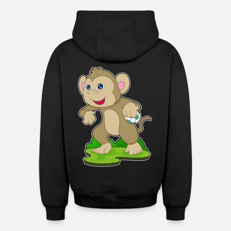 Singe handball joueur handball - Sweat à capuche unisexe zippé oversize épais SPREAD - noir