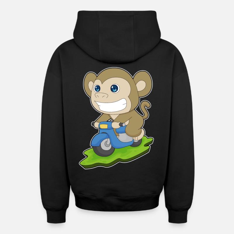 Scooter Singe - Sweat à capuche unisexe zippé oversize épais SPREAD - noir