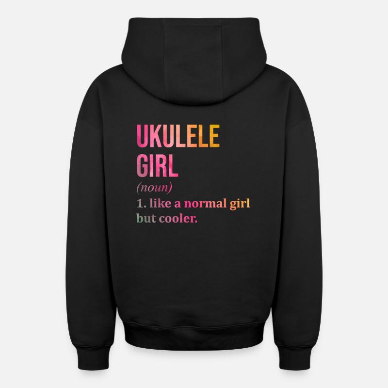 ukulélé - Sweat à capuche unisexe zippé oversize épais SPREAD - noir