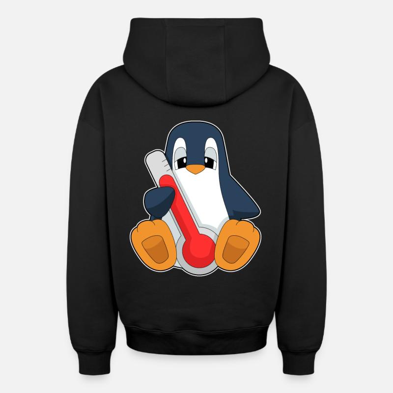 Thermomètre clinique Penguin - Sweat à capuche unisexe zippé oversize épais SPREAD - noir