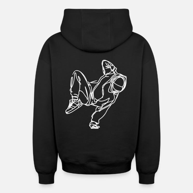 Dessin de breakdancer - Sweat à capuche unisexe zippé oversize épais SPREAD - noir