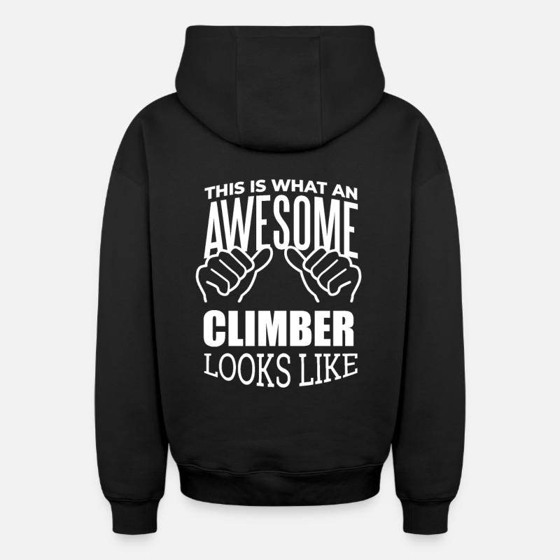 grimpeur - Sweat à capuche unisexe zippé oversize épais SPREAD - noir