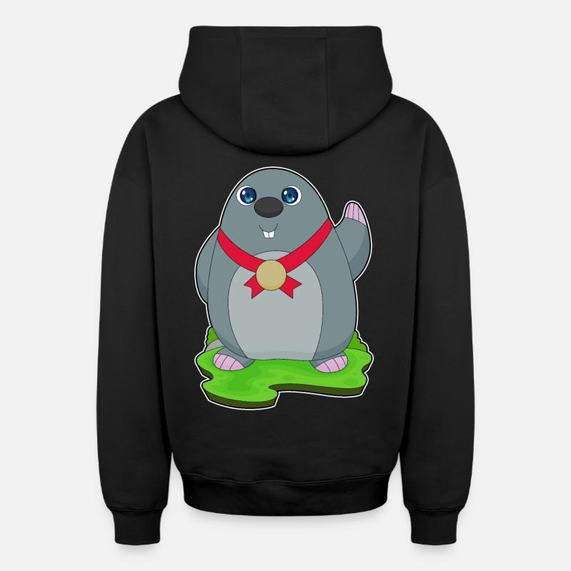 Médaille de la taupe - Sweat à capuche unisexe zippé oversize épais SPREAD - noir