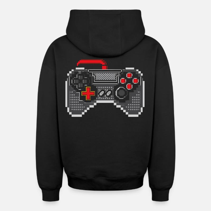 Gamepad Pixel Kunst - Oversized Heavyweight Unisex Zip Hoodie - Schwarz