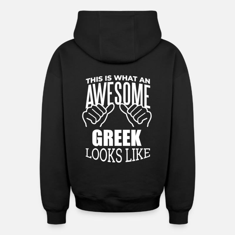 Grèce - Sweat à capuche unisexe zippé oversize épais SPREAD - noir