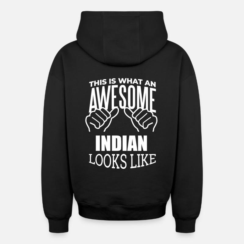 Inde - Sweat à capuche unisexe zippé oversize épais SPREAD - noir