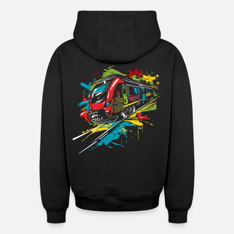Graffiti Chemin de fer - Sweat à capuche unisexe zippé oversize épais SPREAD - noir