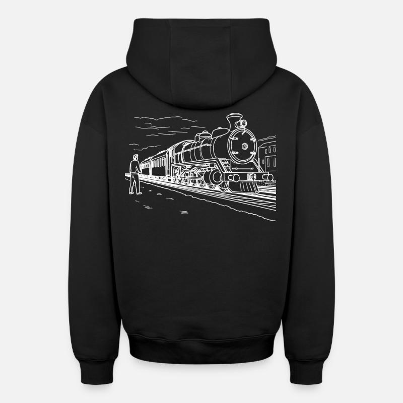 Dessin d’amoureux du train - Sweat à capuche unisexe zippé oversize épais SPREAD - noir