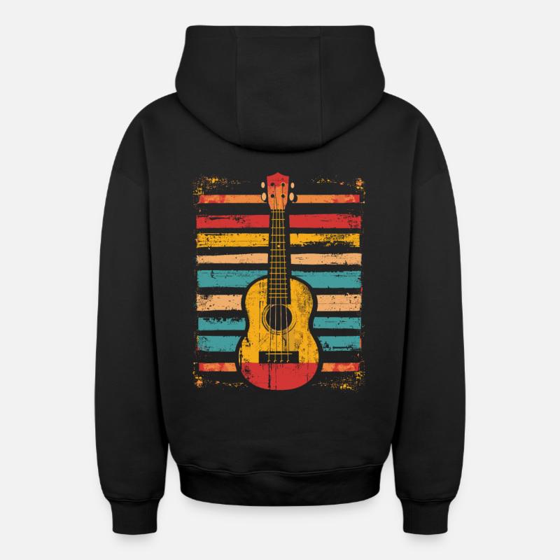 Graphiques pour ukulélé - Sweat à capuche unisexe zippé oversize épais SPREAD - noir