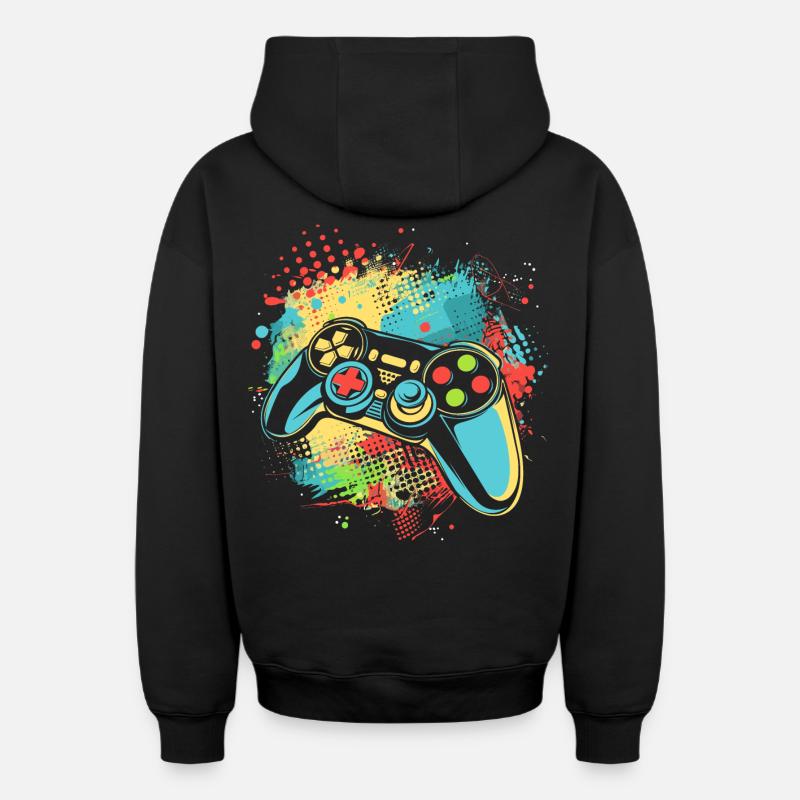 Manette de jeu - Sweat à capuche unisexe zippé oversize épais SPREAD - noir