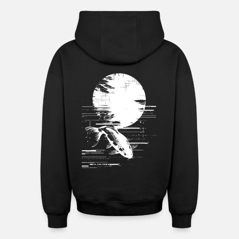 Dessin de pêche - Sweat à capuche unisexe zippé oversize épais SPREAD - noir