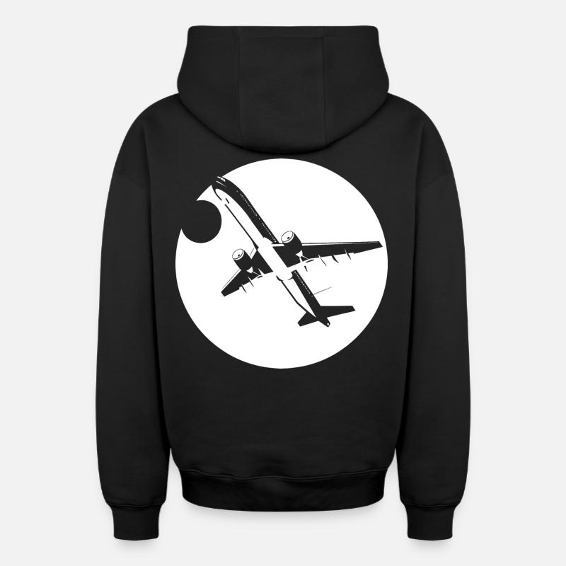 Dessin d’aviateur - Sweat à capuche unisexe zippé oversize épais SPREAD - noir
