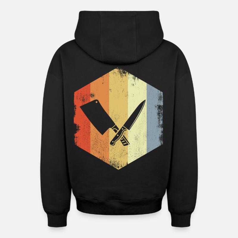 Croquis du boucher couperet - Sweat à capuche unisexe zippé oversize épais SPREAD - noir