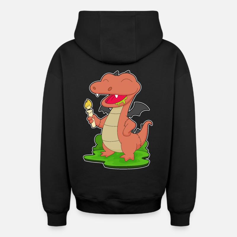 Dragon Bougie d’Halloween - Sweat à capuche unisexe zippé oversize épais SPREAD - noir