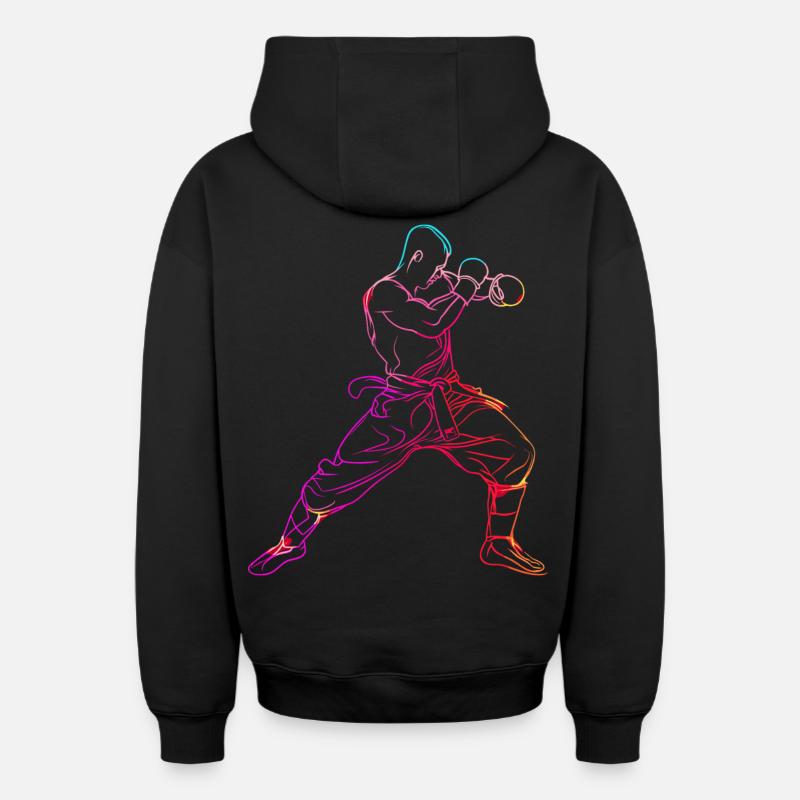 Kickboxeur à l’ancienne - Sweat à capuche unisexe zippé oversize épais SPREAD - noir