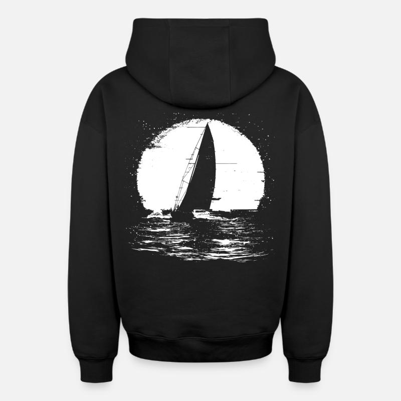 Voilier - Sweat à capuche unisexe zippé oversize épais SPREAD - noir