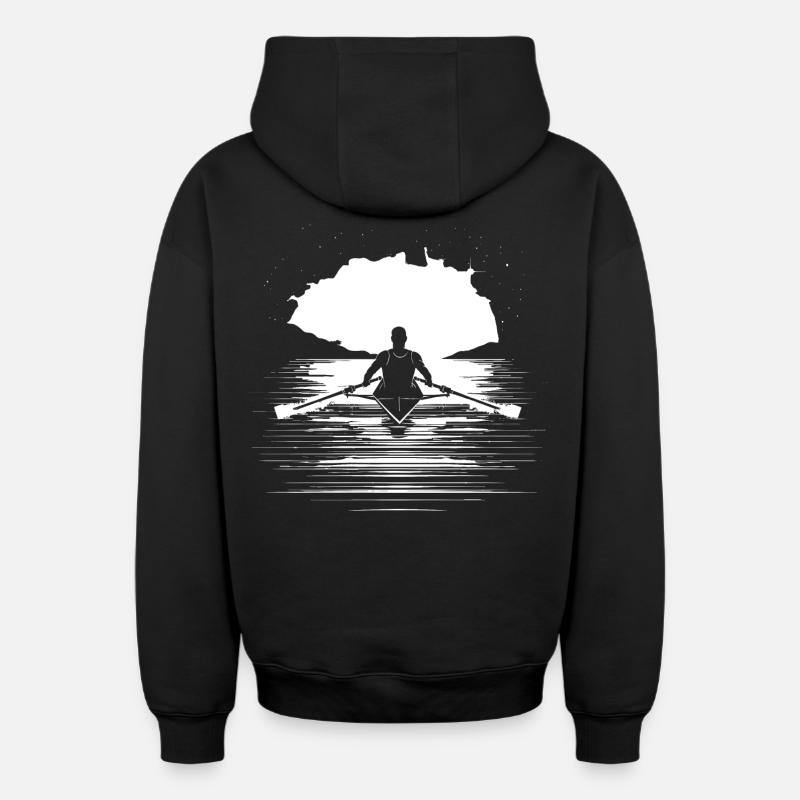 Dessin du rameur - Sweat à capuche unisexe zippé oversize épais SPREAD - noir