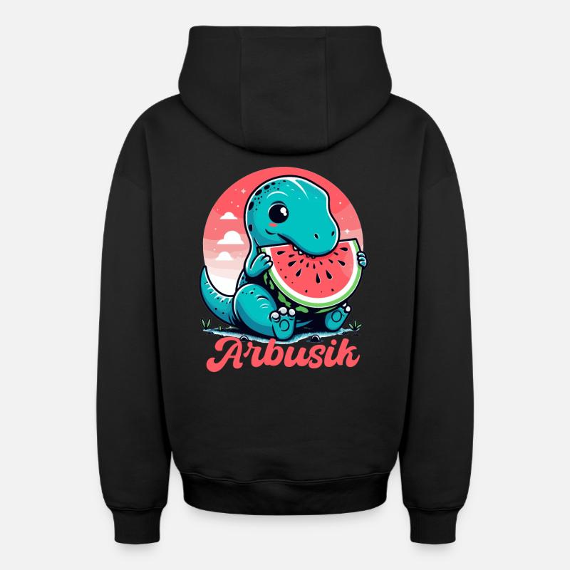 Mignon T-Rex Pastèque Arbusik Cadeau - Sweat à capuche unisexe zippé oversize épais SPREAD - noir