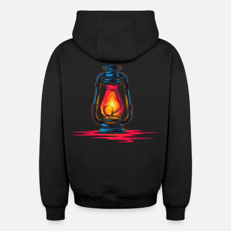 Lanterne Steamwave - Sweat à capuche unisexe zippé oversize épais SPREAD - noir