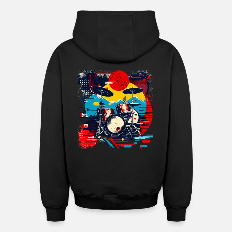 Percussion - Sweat à capuche unisexe zippé oversize épais SPREAD - noir