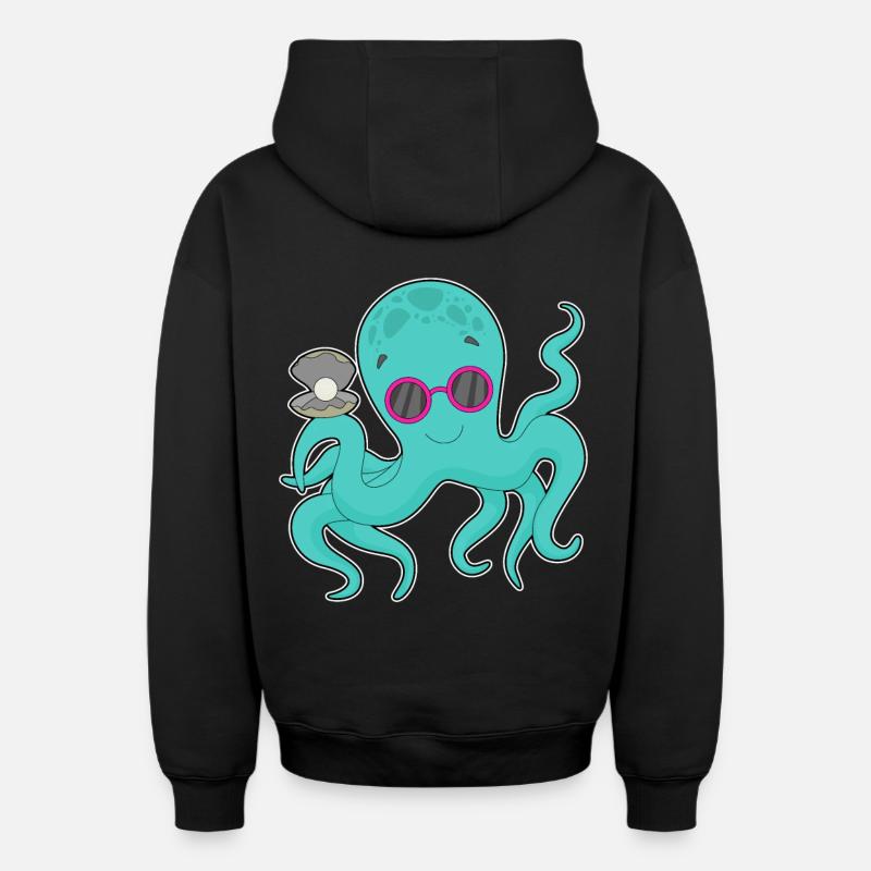 Perle de pieuvre - Sweat à capuche unisexe zippé oversize épais SPREAD - noir