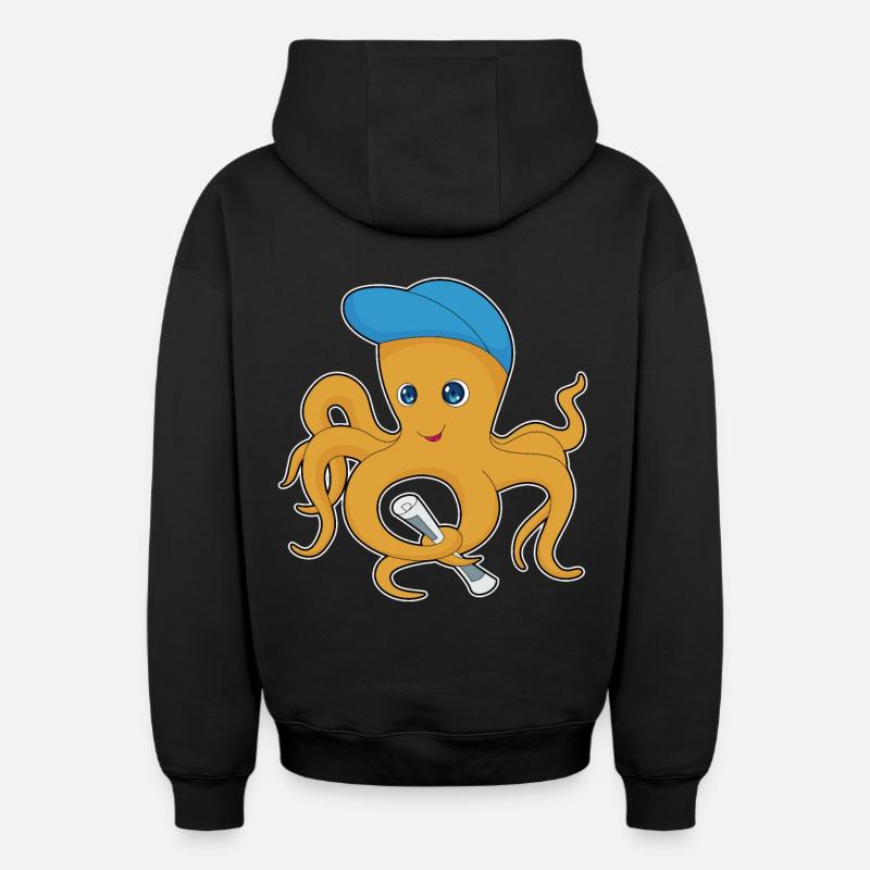 Journal Octopus - Sweat à capuche unisexe zippé oversize épais SPREAD - noir