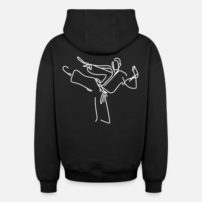 Dessin Karateka - Sweat à capuche unisexe zippé oversize épais SPREAD - noir